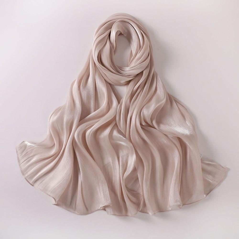 Shining Silk Scarf Chiffon Chiffon Hijab Veil High Qulaity Sunscreen Shawl Outdoor