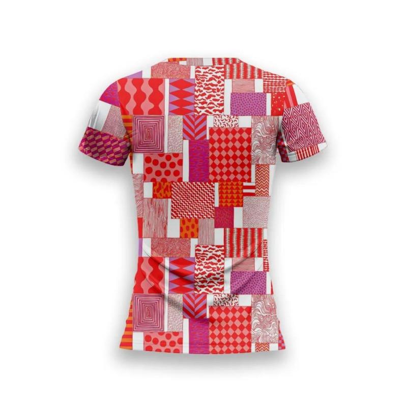 Patchwork Denim Vintage T-Shirt for Patchwork Grid Graphic T Shirts Women 3D Printing Tee Clothing Tops