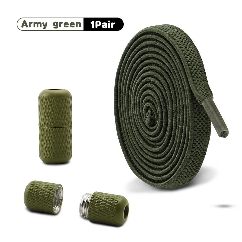 Metal Capsule Lock Shoelaces Elastic Laces Sneakers No Tie Shoe Laces Without Ties Kid Adult 0.6cm Flat Shoelace for Shoe 1Pair