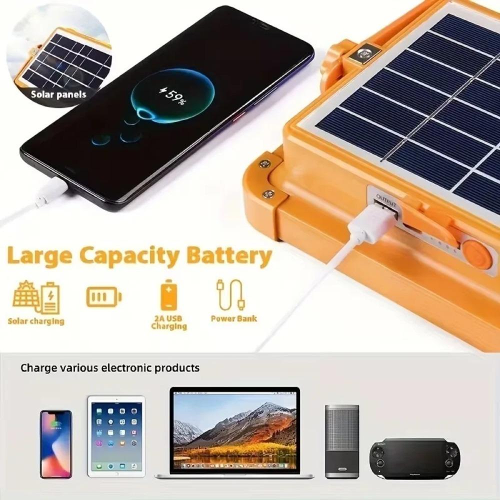 Super Bright Solar Handheld Spotlight - High Power Rechargeable LED Lantern for Outdoor Camping Garden - IP67 Waterproof