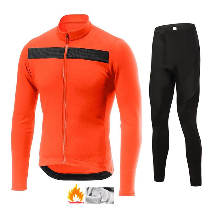 Team Men's Winter Thermal Fleece Cycling Long Sleeve MTB Bicycle Warm Riding Jersey Set Road Bicycle Riding Outdoor Clothing
