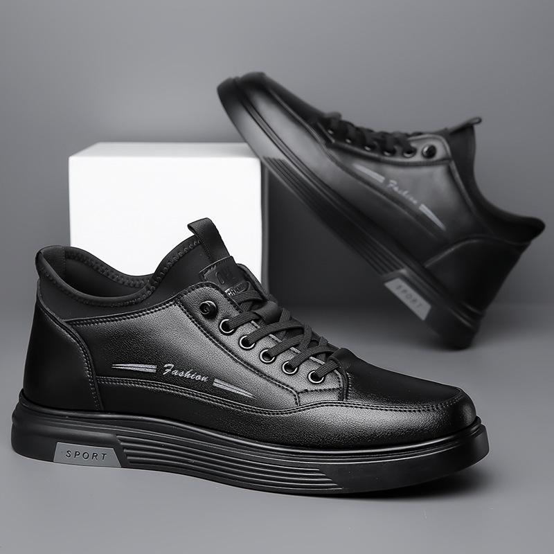 Men Genuine Leather Casual Shoes Height Increasing Durable Sole Men's Breathable Sport Shoes Business Trend Men Sneakers