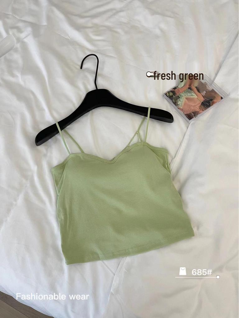 Spicy Girl Pure Cotton Back Support Camisole with Built-in Cups and Chest Pad