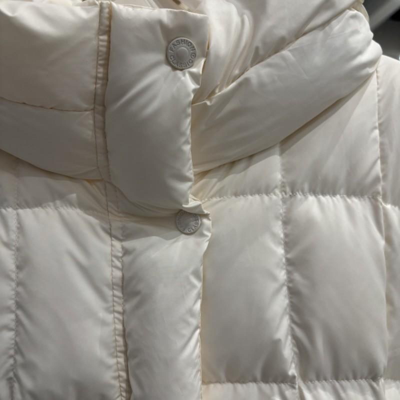 Womens Hooded Down Jacket Winter Warm Thick Puffer Coat Slim Fit Mid-Length With Pocket
