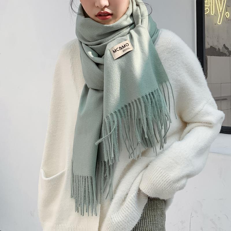 Solid Color Imitation Cashmere Scarf For Women Suitable For Winter Suitable For Couples Dual Use Warm Long Thick