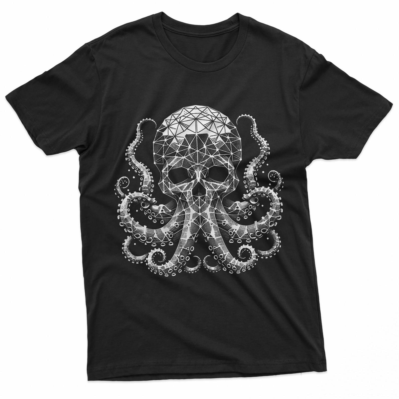 Squid Skull Hybrid Polygons Gothic Emo Aesthetic T-Shirt L