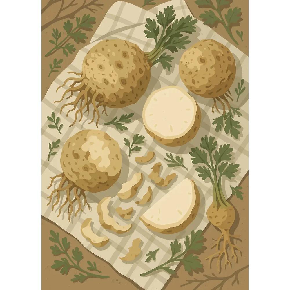 Tablescape Vegetables Posters Eggplants Carrot Corn Celeriac Prints Canvas Painting Wall Art Pictures Home Living Room Decor