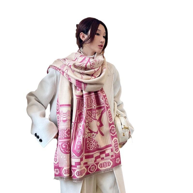 Autumn and winter new jacquard scarf high-end imitation cashmere shawl versatile double-sided warm scarf