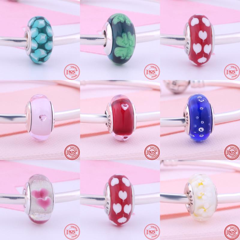 

Настоящее 100% серебро 925 пробы Красочный шарм Дерево Камень Лэмпворк Бусины из муранского стекла подходят Оригинальные браслеты Женские украшения