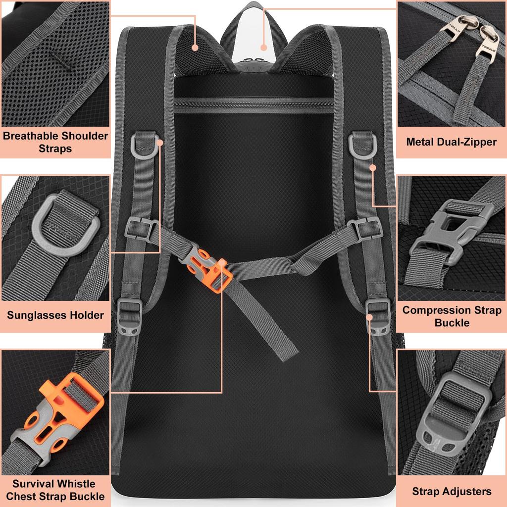 Hiking Outdoor Large Emergency Lightweight Small Backpack for Travel 40L [TOMULE] Backpack, Backpack, Foldable, Capacity, Waterproof, Backpack,