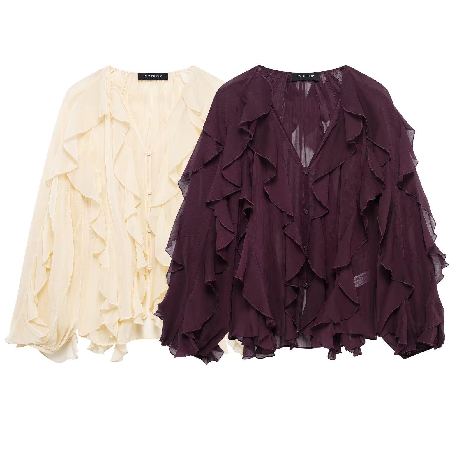 

2025 Spring Women s Street Fashion Layered Long Sleeve Shirt 253142 Small абрикосовый