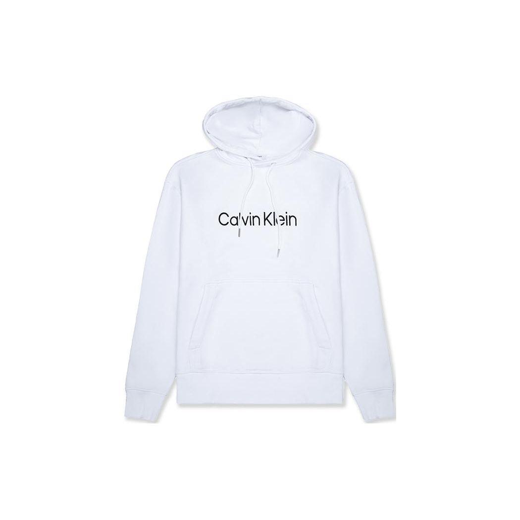 Calvin Klein Solid Logo Embroidered Hoodie Men hoodies White 40CM271-540 XL