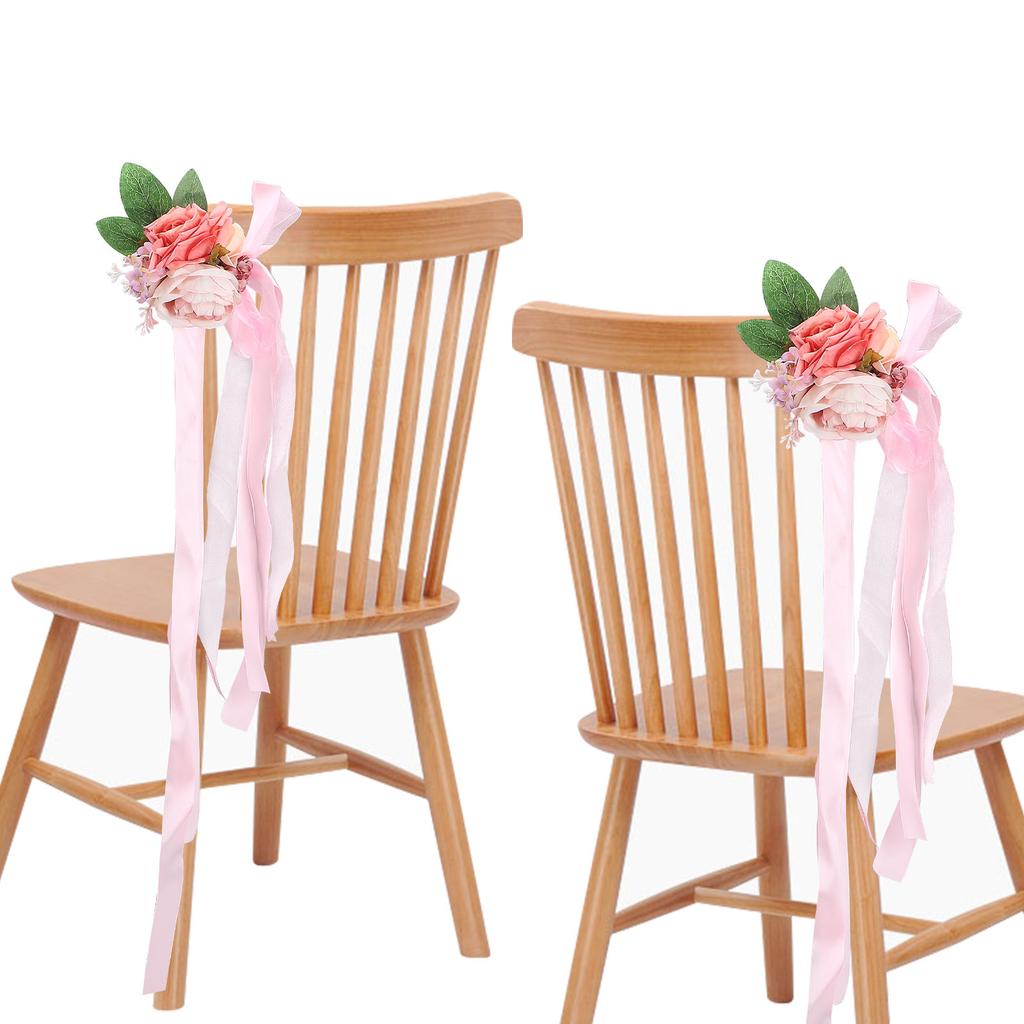 Artificial Chair Back Flower 43x13cm Silk Rose Flower Wedding Aisle Chair Decoration