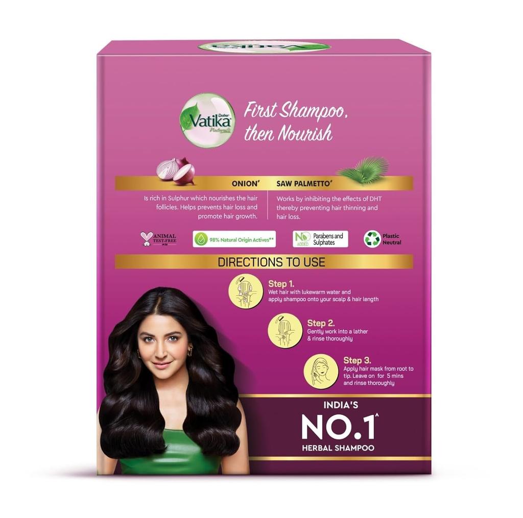 Dabur Vatika Hair Fall Control Kit With Onion Shampoo 640ml And Nourishing Mask 500g For Stronger Thicker Hair And Scalp Care