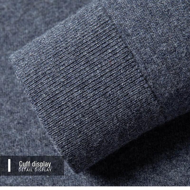 Hengyuanxiang Men's 100% Merino Wool Semi-High Collar Sweater