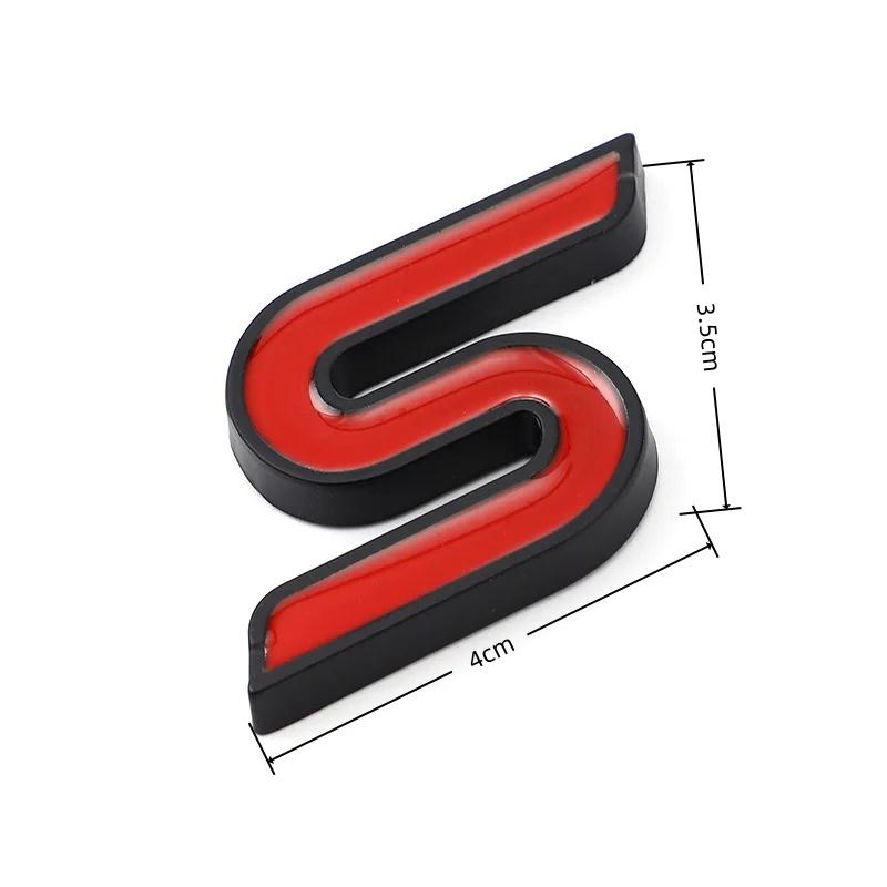 3D Metal S Logo Front Grille Emblem Badge Car Rear Trunk Stickers For F-ord Focus Fiesta Escape Ecosport Kuga Mondeo Accessories