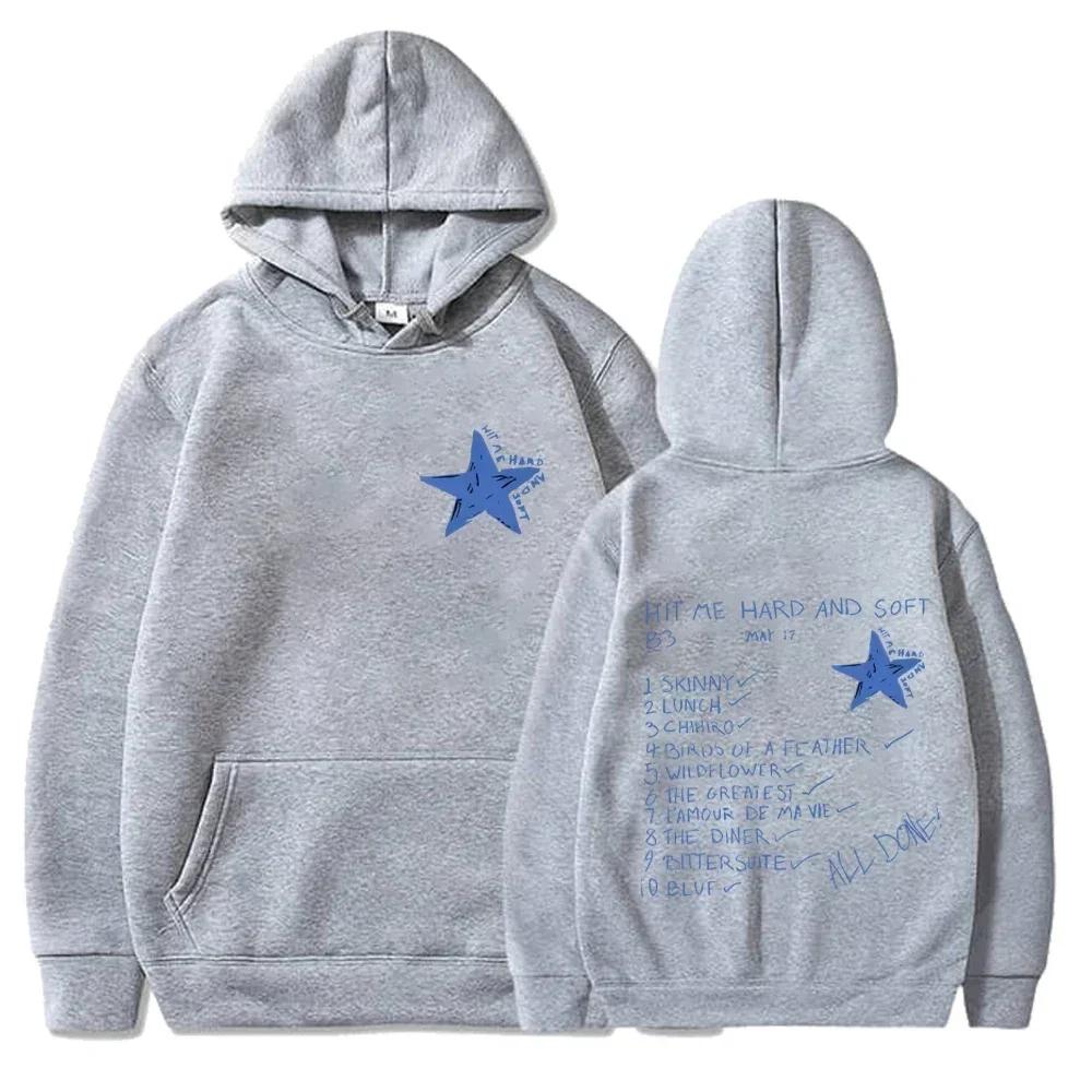 Billie Hit Me Hard and Soft Tištěná mikina s kapucí Pánská Dámská Hip Hop Mikiny s kapucí Fleecové Ležérní Nadměrné Pulovry