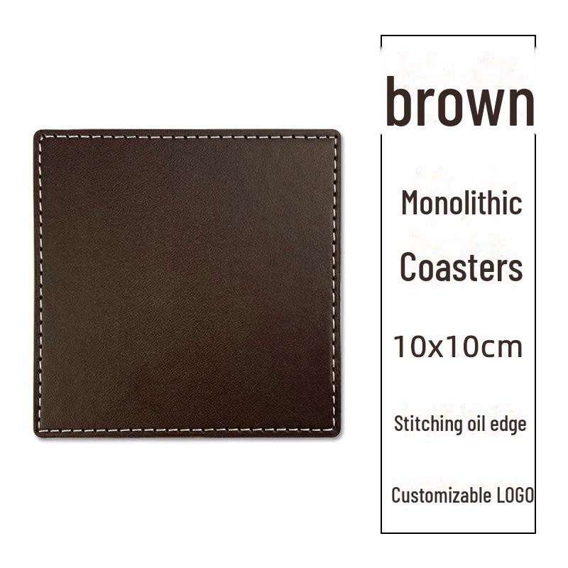 Custom PU Leather Tea Coasters with Hand-Sewn Edges and Insulation Pad, Featuring Your Enterprise Logo.