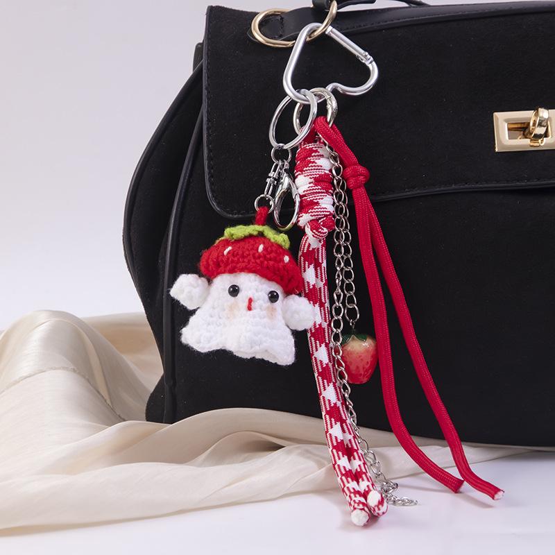 1 Piece Christmas Gifts Funny Crochet Santa Claus Doll Keychain Cute Handmade Plush Wool Knitted Santa Claus Ornament Decoration