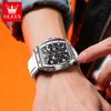 Reloj de Cuarzo Impermeable Multifunción con Forma de Barril para Hombre Oulishi