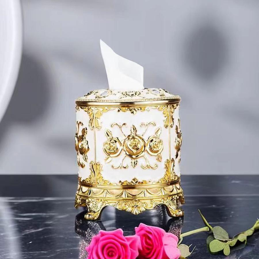 1PC Cylindrical Tissue Box European Restaurant Napkin Set Household Roll Paper Box
