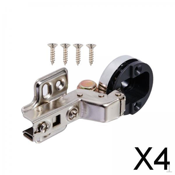

4x Kitchen Cupboard Glass Door Hinge, Home Cabinet Hardware, Steel Fixed Hinge 35mm Cup Screws