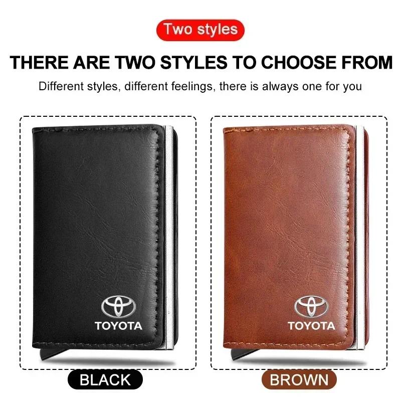 1Pcs Car Logo Active Leather Pop up Wallet Credit Card Storage For Toyota Yaris Hilux Corolla Prius Avensis Emblem Auris Rav4