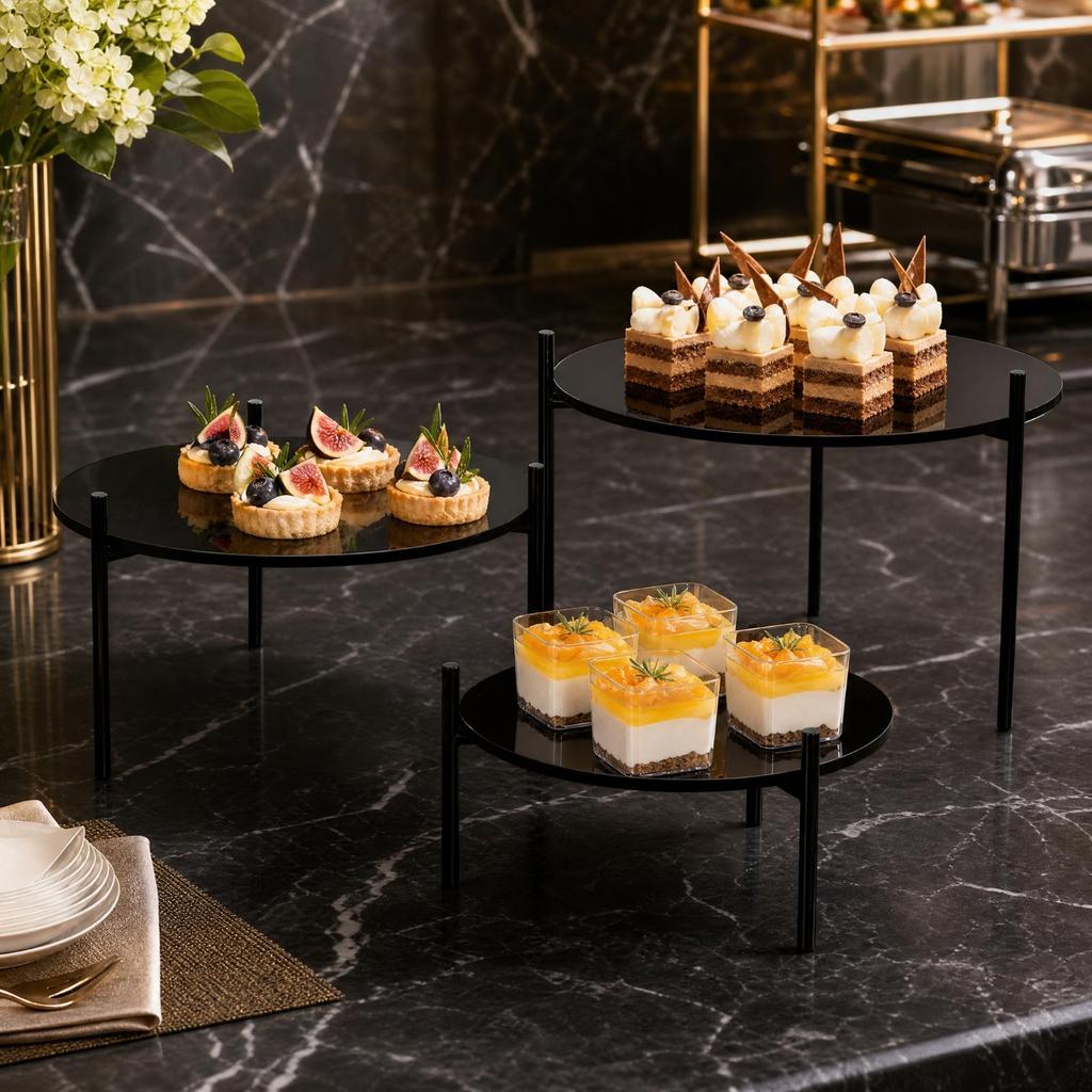 3 Pieces Acrylic Cake Stand with Iron Tripod Base Non-Slip for Buffet Tables