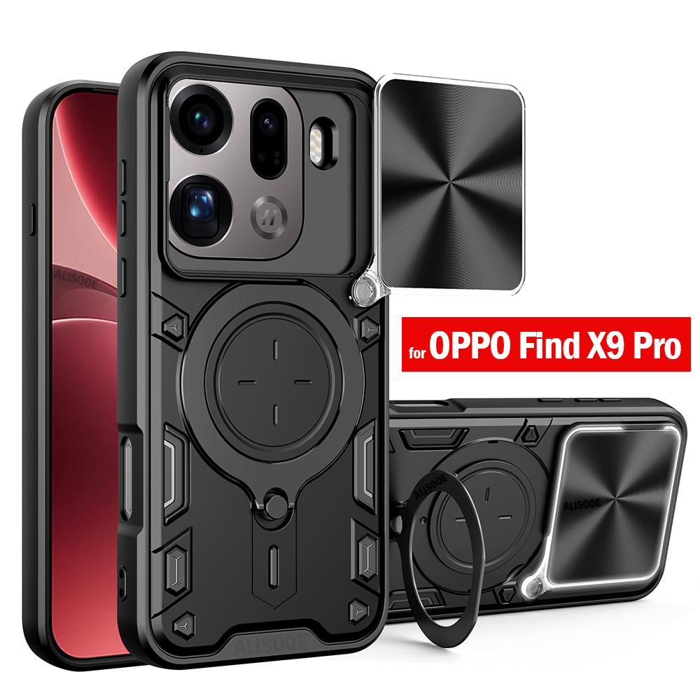 Slide Camera Funda for OPPO Find X9 Pro Case Magnetic Ring Stand Protection Phone Cover Capa