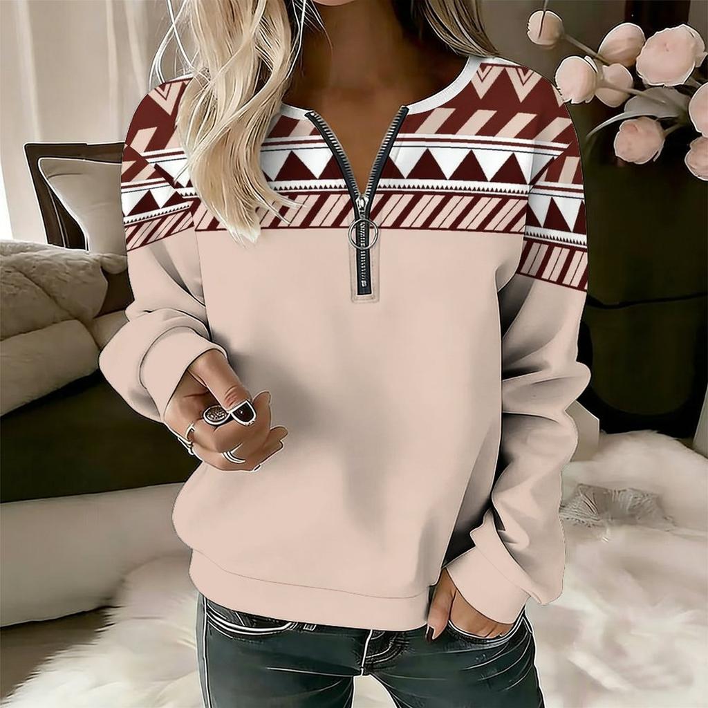 Women's Quarter Zipper Sweater Pullover  Color Block  Casual  Active Sportswear Half Long Sleeve Top Micro-elastic Fall & Winter Comfrt Breathable