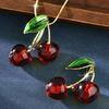 Trendsetting Double Wear Cherry Necklace Suitable for Sweaters and Coats Crafted with Artificial Crystal Materials