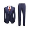 Korean Style Men's Slim Fit Blue Striped Three-Piece Suit