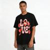 Retro Love Heart Print Couple Style Casual Crew Neck T-Shirt Pure cotton T-shirt
