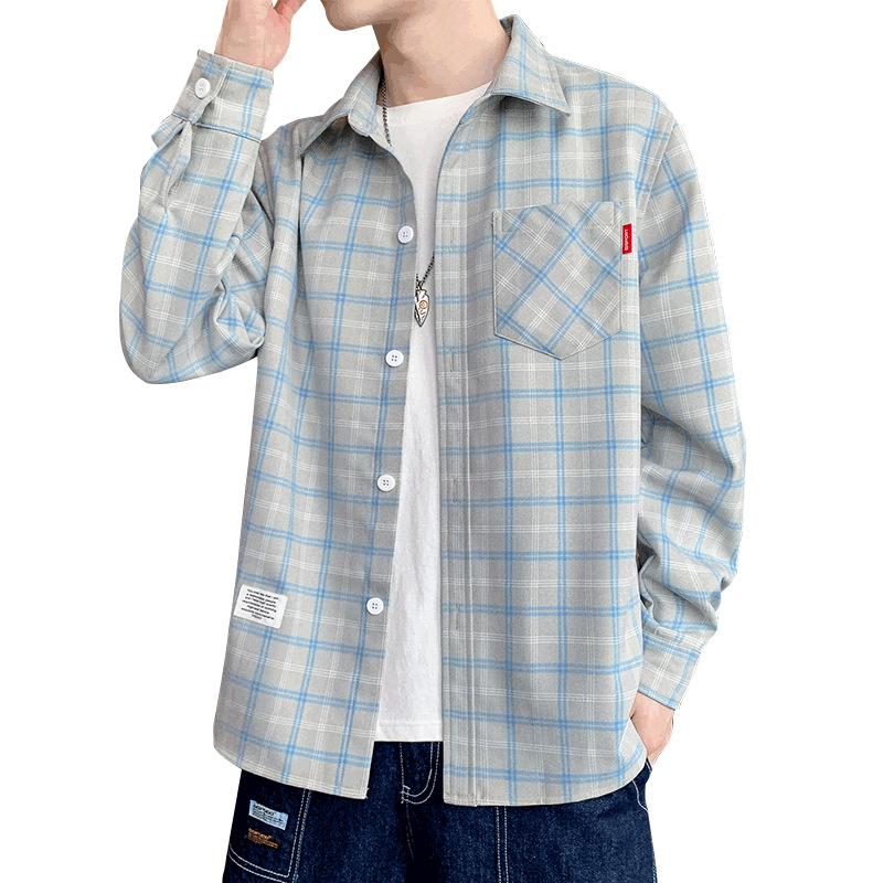 Buy Spring and Autumn Plaid Shirt Men's 
