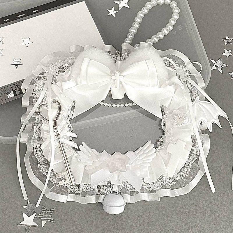 Aesthetic Lace Bow Photocard Holder 1Pc Satin Ribbon Heart Photo Frame Ita Bag Charm for Girls Daily Use
