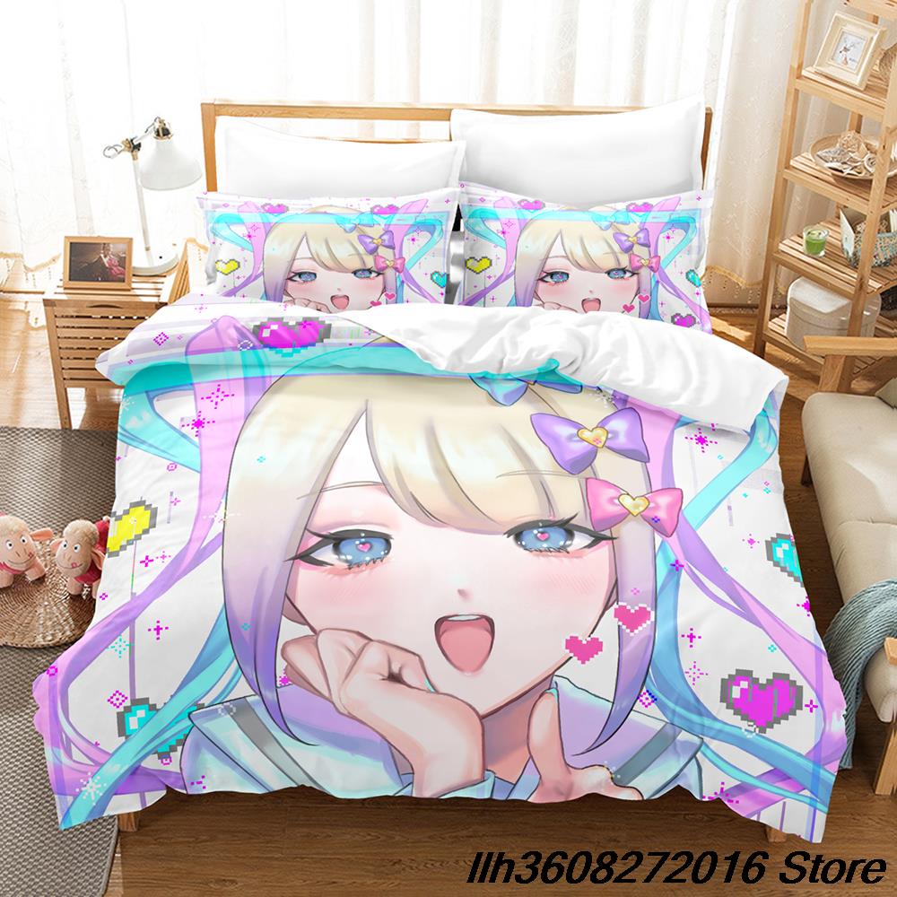 NEDY GIRL OVERDOSE Beding Set Single Twin Ful Quen King-Sized Dimensionsd Dimensions Bed Linen Set Adult People Kid Bedrom Thre-piece Suits Anime