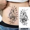 1 PC 210*114MM  Mermaid Temporary Tattoo For Women Men Realistic Fox Lion Flower Tattoos Sticker Back Arm Disposable Death Skull Fake Tatoo