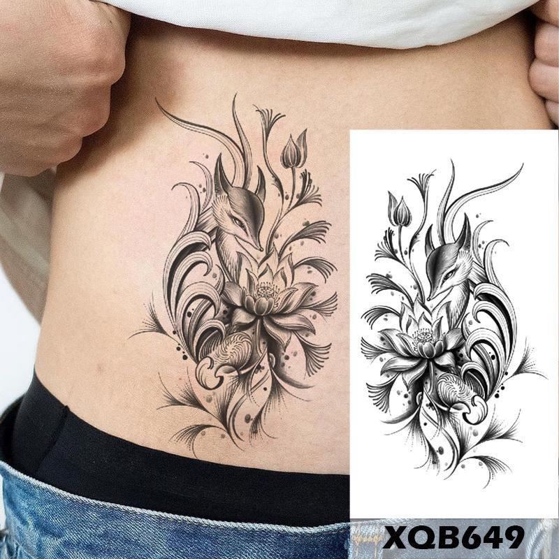 1 stk 210*114MM Havfrue Midlertidig Tatovering For Kvinner Menn Realistisk Rev Løve Blomst Tatoveringer Klistremerke Rygg Arm Engangs Død Hodeskalle Falsk Tatovering