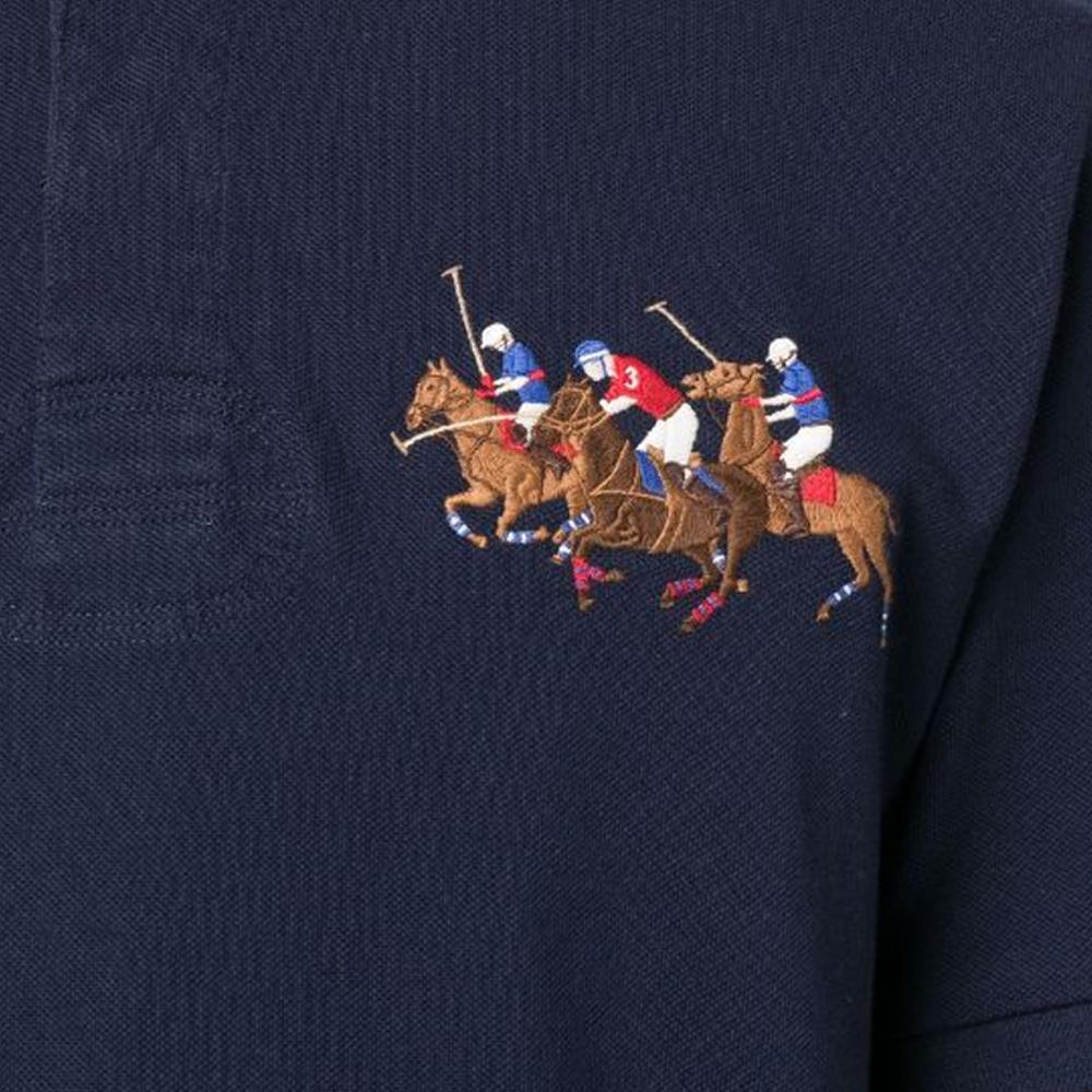 Polo Ralph Lauren SS23 Equestrian Knight Embroidered Short Sleeve Polo Shirt Men Tops Navy-Blue 710900614-006