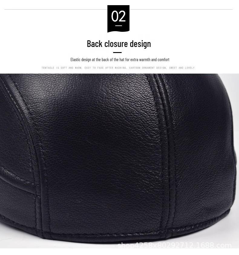 Męska i Damska Krótka Czapka z Daszkiem typu Duckbill ze Skóry Owczej na Jesień/Zimę do Użytku Zewnętrznego i Jazdy Samochodem.