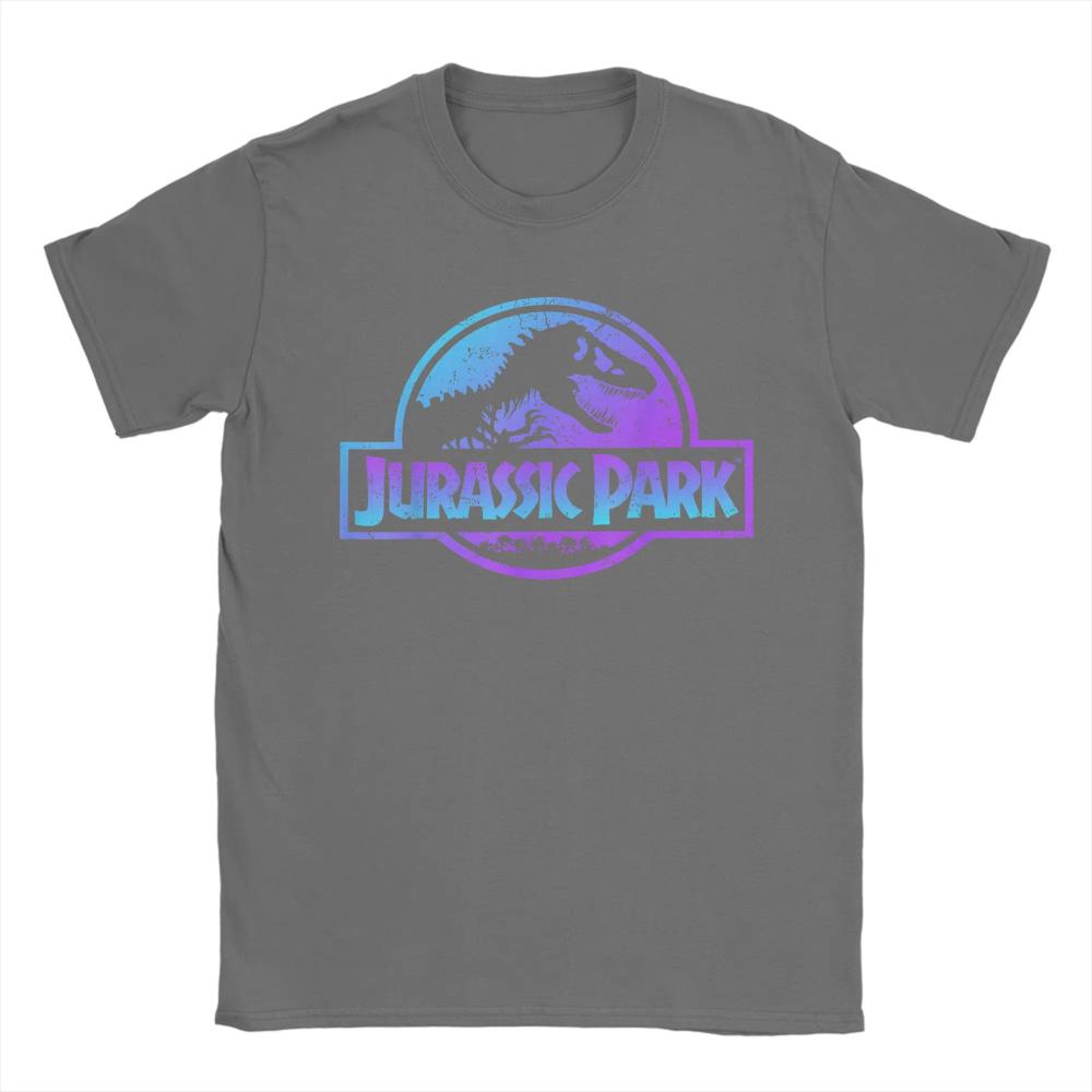 Jurassic Park Blue & Purple Fossil Logo T Shirts Men's Cotton Funny T-Shirts Crewneck Tees Short Sleeve Clothes Graphic Printed