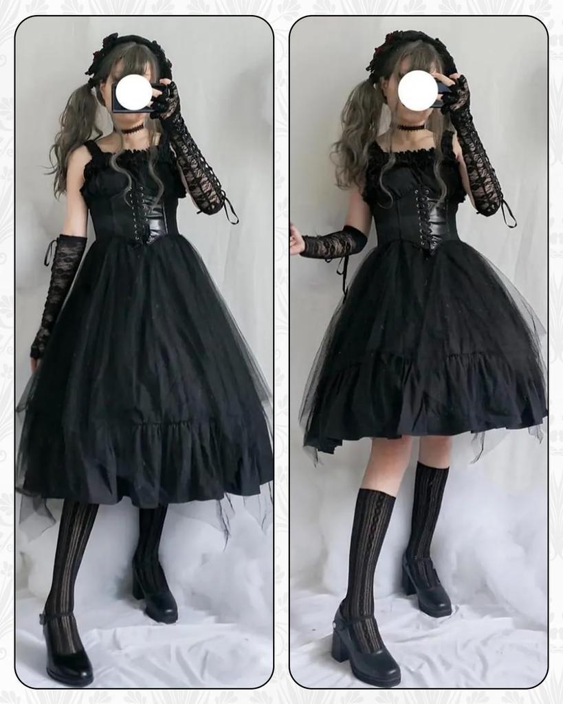 JIURUN Lolita Gothic Lolita Jumper Plus Mori Sweet Sash Gothic Lady One-Piece Costume, Skirt, Cosplay, Anime, Size, Girl, Lolita, Outerwear, Gloves,