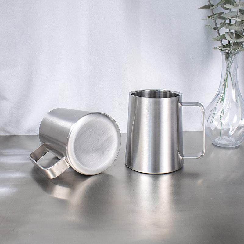 

304 stainless steel wine glass, double wall insulated hand-handled children s water cup, home restaurant drinking cup, conical mouth cup 380ml