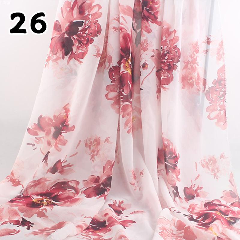 1M 75D Retro Flower Chiffon Fabric Breathable Thin And Light Draped Fairy Designer Fabric For Diy Sewing Summer Dress Shirts