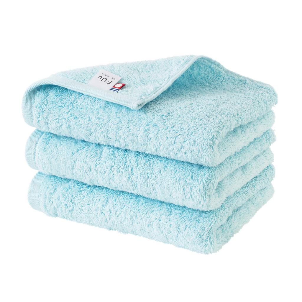 Bloom Imabari Towel Certified FUu Face Towel Set of 3 Hotel Made In Cotton Soft, Fluffy, Thick, Absorbent, Specifications, Japan, 100% (Blue)