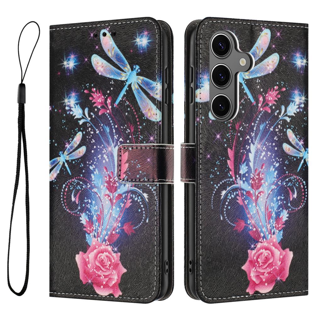 YX-2501 For Samsung Galaxy S24 FE Case Pattern Printing PU Leather Wallet Phone Cover with Lanyard