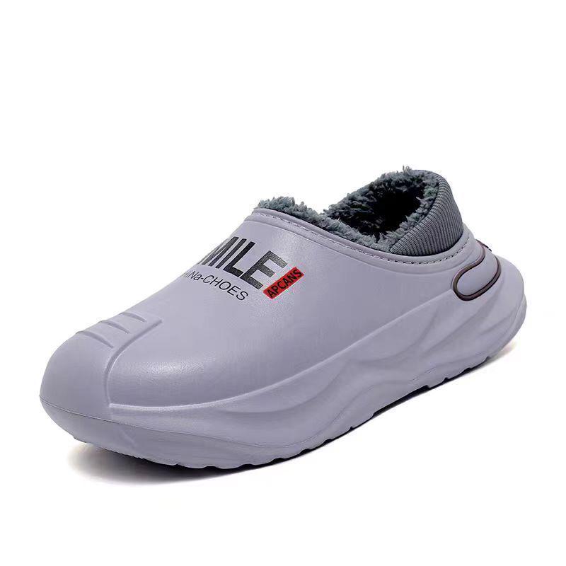 2025 Водонепроницаемые Мужские Зимние Хлопковые Тапочки - Большой Размер Толстая Подошва Нескользящие Теплые и Морозостойкие 46-47 серый 2300₽