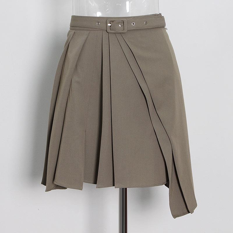 2025 Korean Women's Fashion: Irregular Solid Color Lapel Shirt + Short Skirt Suit