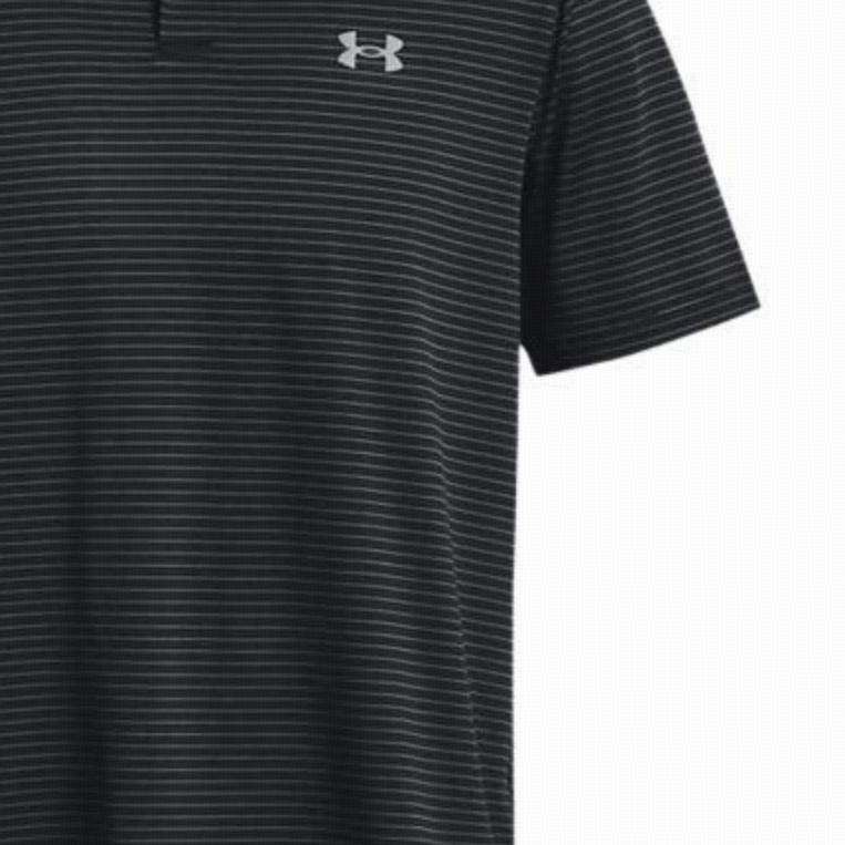 Under Armour Pánská polokošile s krátkým rukávem s knoflíkovou légou v jednobarevném provedení s pruhy, černá 1377376-001
