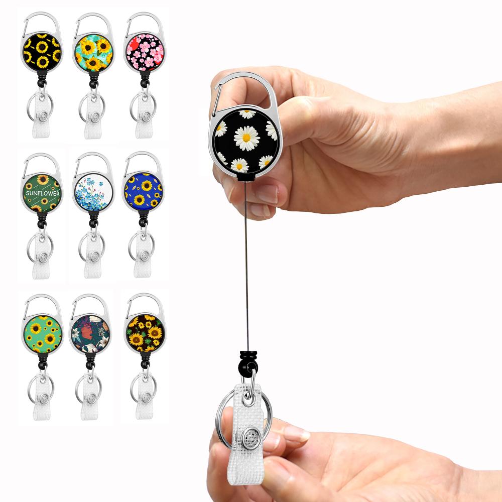 Flower Butterfly Chrysanthemum Doctor ID Badge Clip Lanyards Holder Porta Credencial Reel Nurse Retractable Keychain Wholesale